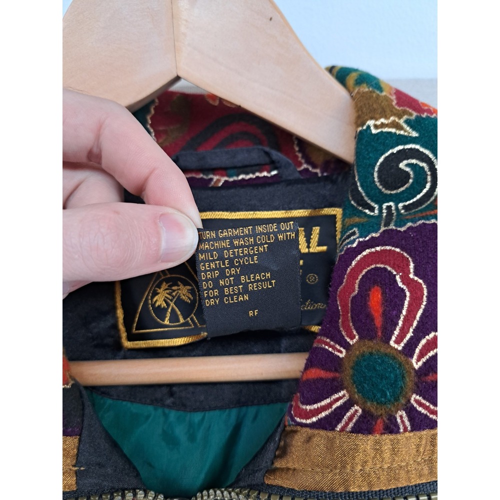 Vtg Windbreaker Womens Medium Abstract Colorful Track Jacket 80s 90s Parachute - Picture 5 of 10